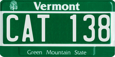 VT license plate CAT138