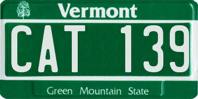 VT license plate CAT139