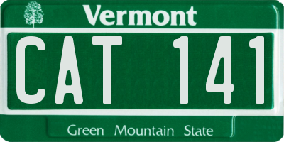 VT license plate CAT141