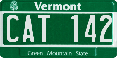 VT license plate CAT142