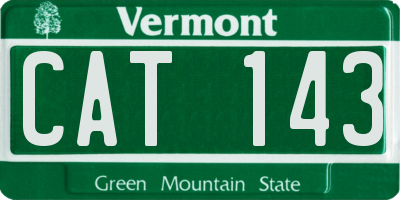 VT license plate CAT143