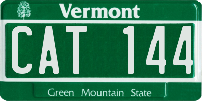VT license plate CAT144
