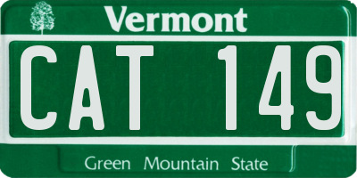 VT license plate CAT149