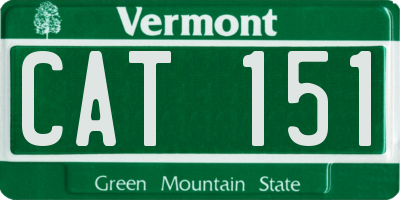 VT license plate CAT151