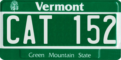 VT license plate CAT152
