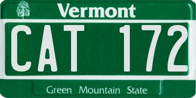 VT license plate CAT172