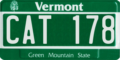 VT license plate CAT178