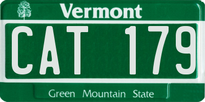 VT license plate CAT179