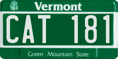 VT license plate CAT181