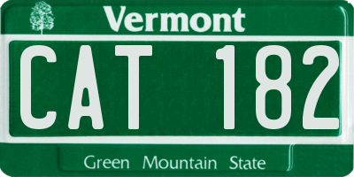 VT license plate CAT182