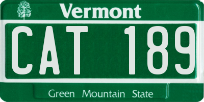VT license plate CAT189
