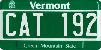 VT license plate CAT192