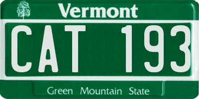 VT license plate CAT193