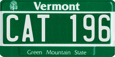 VT license plate CAT196