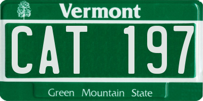 VT license plate CAT197
