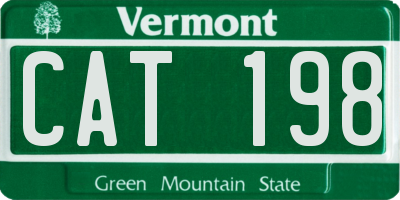 VT license plate CAT198