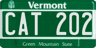 VT license plate CAT202