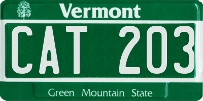VT license plate CAT203