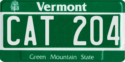 VT license plate CAT204
