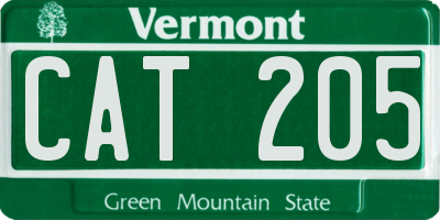 VT license plate CAT205