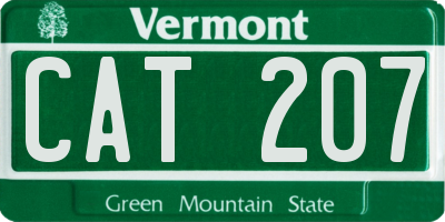 VT license plate CAT207