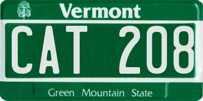 VT license plate CAT208