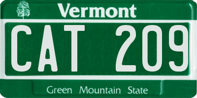VT license plate CAT209