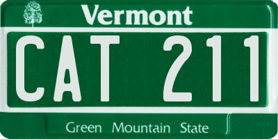 VT license plate CAT211