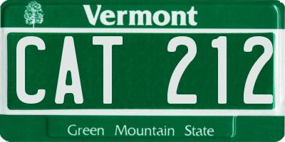 VT license plate CAT212