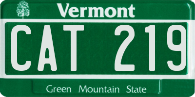 VT license plate CAT219