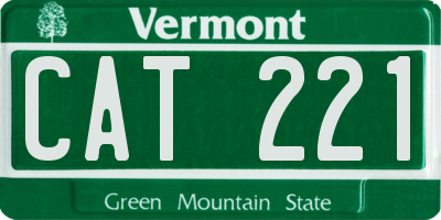 VT license plate CAT221