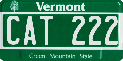 VT license plate CAT222