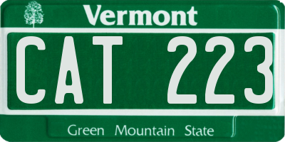 VT license plate CAT223