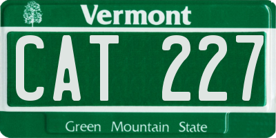 VT license plate CAT227