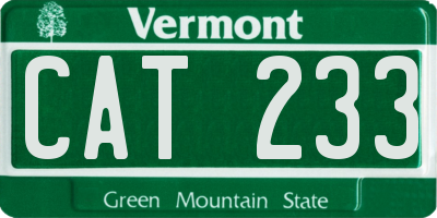 VT license plate CAT233