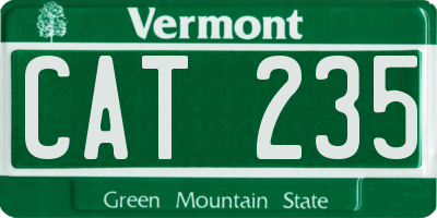 VT license plate CAT235