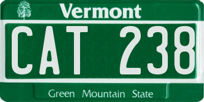 VT license plate CAT238
