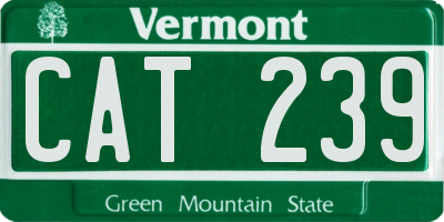VT license plate CAT239