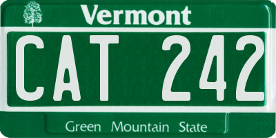 VT license plate CAT242