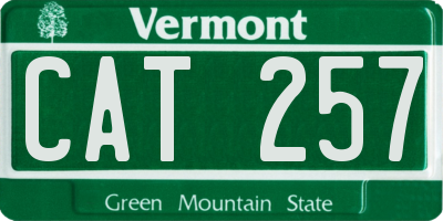 VT license plate CAT257
