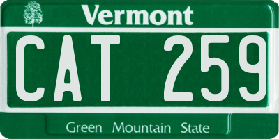 VT license plate CAT259