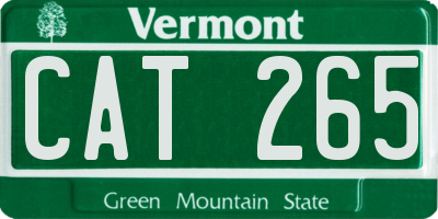 VT license plate CAT265