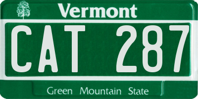 VT license plate CAT287