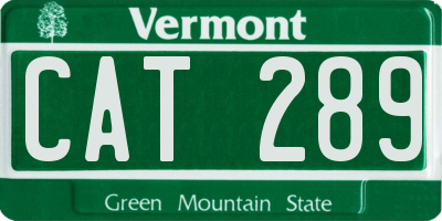 VT license plate CAT289