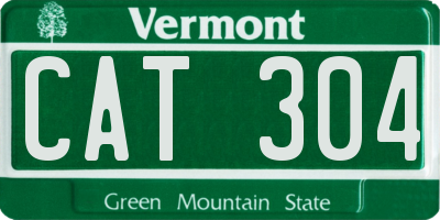 VT license plate CAT304