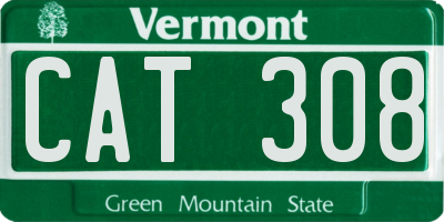 VT license plate CAT308