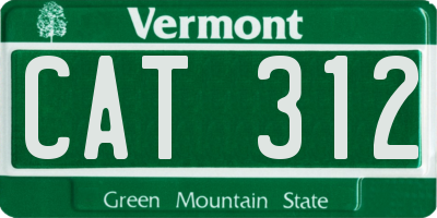 VT license plate CAT312
