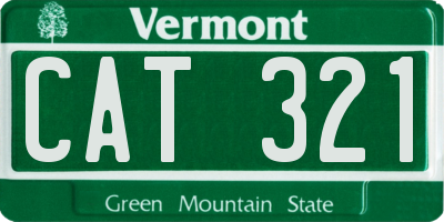 VT license plate CAT321