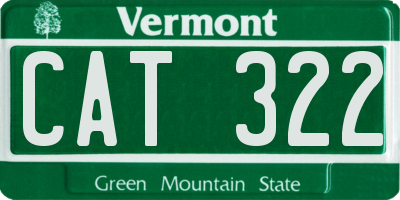 VT license plate CAT322