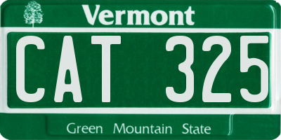 VT license plate CAT325